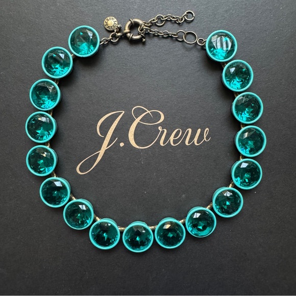 J. Crew Jumbo Brulee teal statement necklace